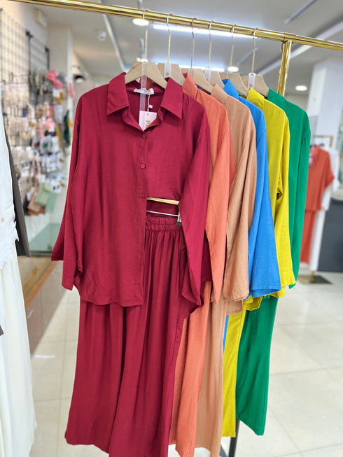 Casual Collar Down Wide Sleeves Shirt With Pants